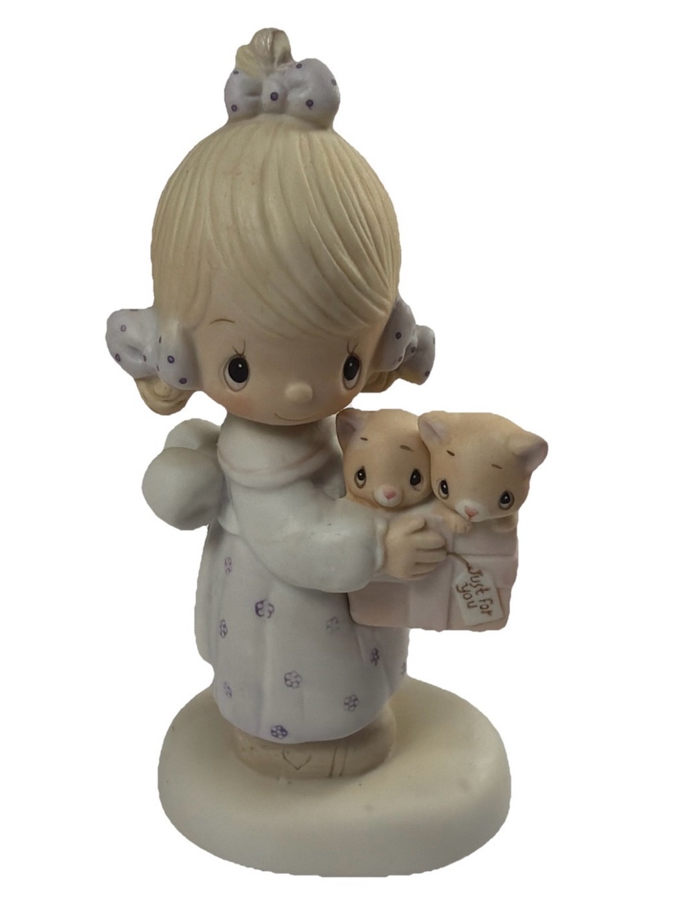 Precious Moments - To Thee With Love 1979 Girl Holding Kittens